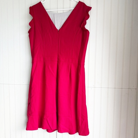 Brooks Brothers Red Fleece Size 14 Wool Blend Red Ruffle hem A Line Dress NEW! - Picture 4 of 6